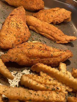 Crispy Fried Catfish and Seasoned Crinkle Cut Fries