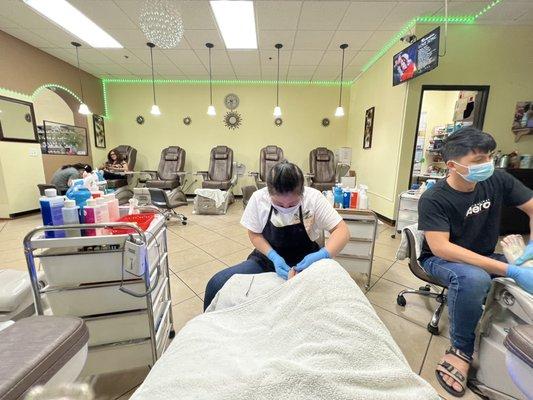 Inside pedicure area