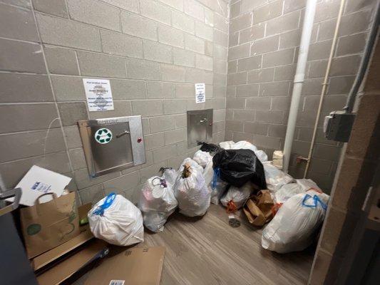 Get ready for your trash room to look like this for multiple days without management noticing!