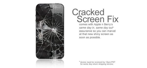 Crack Screen Fix, comes with applenberry same day in, same day out assurance so you can marvel at that shiny screen.