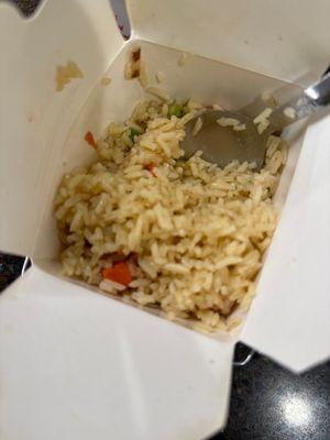 Shrimp fried rice - no color, very few tiny shrimp