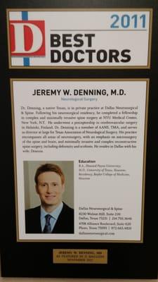 D Magazine has listed him as one of Dallas' top surgeons for several years.