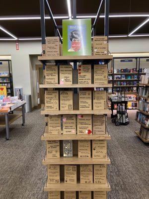 Obsessed with the blind date with a book display, awesome alternative to buying on Etsy.