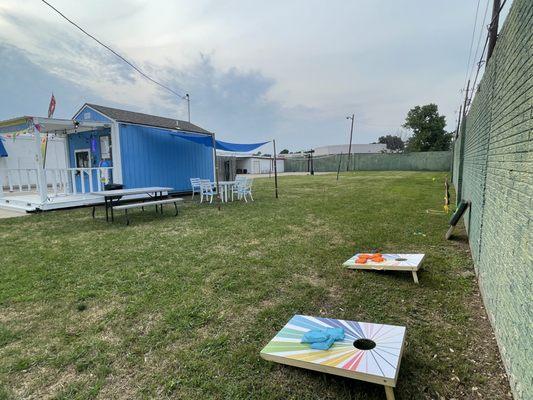 Enjoy cornhole and a variety of other yard games!