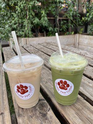 Chai and matcha lattes