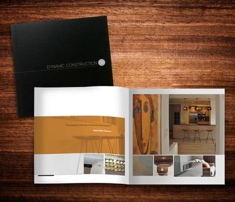 6x6" perfect bound Brochure Designed by LUSHmedia for Dynamic Construction.