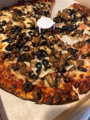 Burnt flavorless pizza