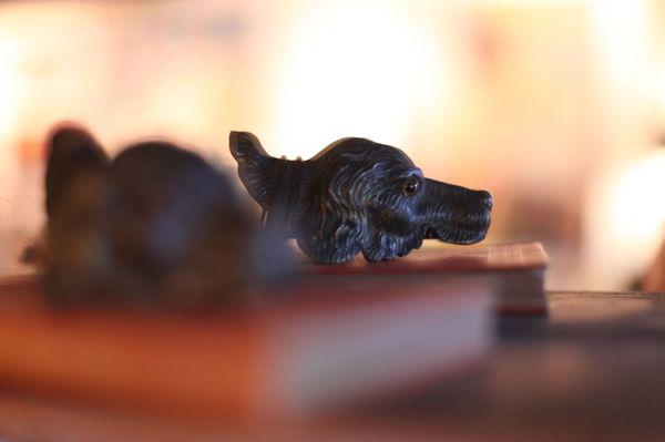 Turn of the Century Vienna Bronze Figural Dog Head Letter Clip with Glass Eyes