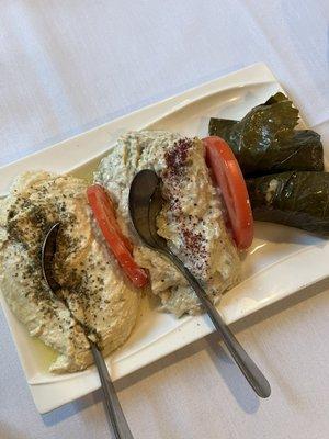 Pick 3 Appetizers - hummus, grape leaves, Baba Ghanuosh