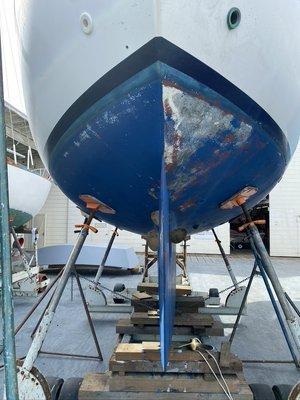 Port side clearly received bottom paint.