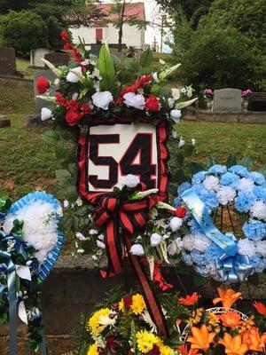 Arrangement that was made for a classmates son that passed away of cancer! It's a beautiful arrangement