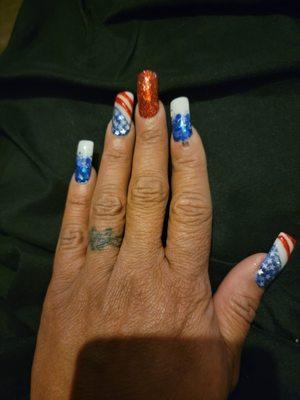 Sandy did amazing job on my 4th of July nails