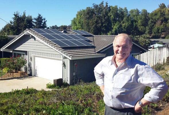 Emmy Award-winning newscaster, Bill Griffith enjoying his new Solare Energy solar system.