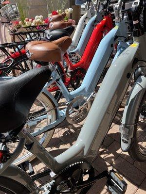 We carry Electric Bike Co. bikes fresh from Newport Beach CA! They are fully customizable! You choose your colors every step of the way!