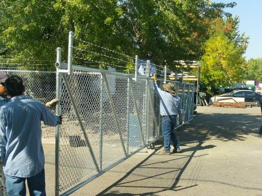 Installing a cantilever gate.