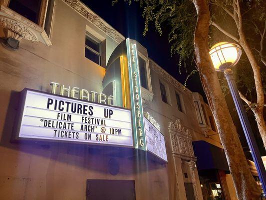 Outside the theater.