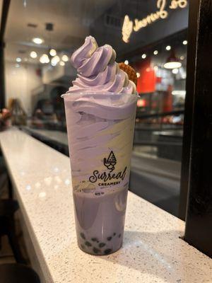 Taro Bubble Tea & Matcha Taro Swirled Ice Cream