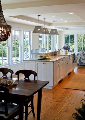 Kitchen with island and dining bar