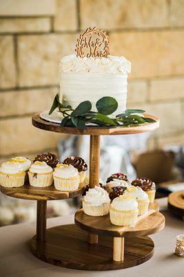 Wedding cake and cupcakes assorted