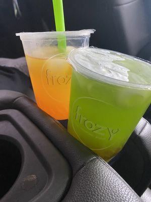 Kiwi and mango fruit tea with mango poppers for each