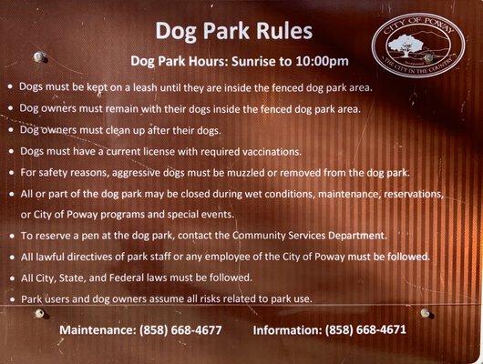 Doggie Park Rules