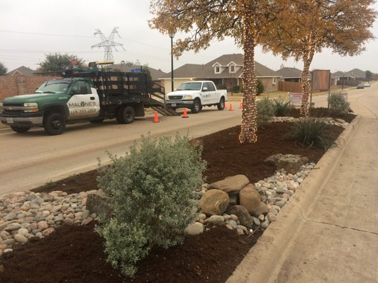 New Landscaping installation in an HOA entrance.