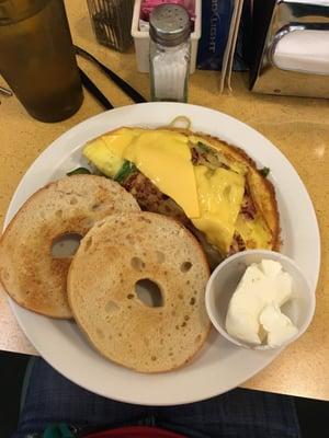 Western omelette with a bagel upgrade