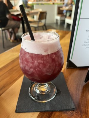 Berry Pleasing. It has blueberry syrup and pineapple. It tasted delightful and fresh!