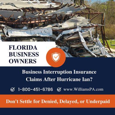 Commerical and Business Interruption Hurricane Claims in Florida- 813-288-4999