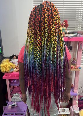 Knotless medium rainbow  braids