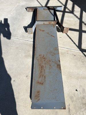 20+ year old steel table during disassembly.