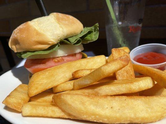 Skagit Burger with perfectly cooked steak fries