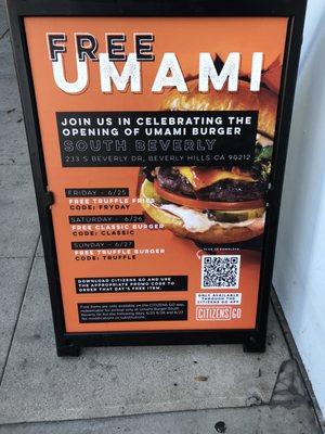 Free burgers today and tomorrow at Umami on South Beverly