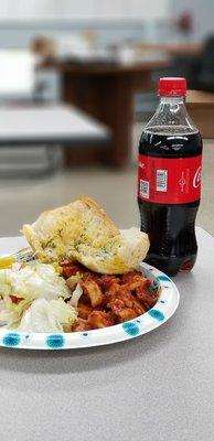 Awesome pasta and salad. The garlic bread rocks!