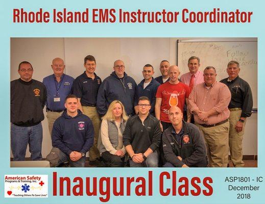 Inaugural Class of the Rhode Island EMS Instructor Coordinator Course - 2018 at American Safety Programs