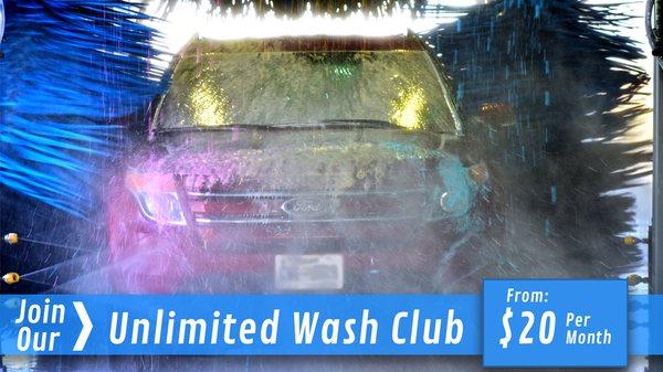 Unlimited washes starting at $20/month