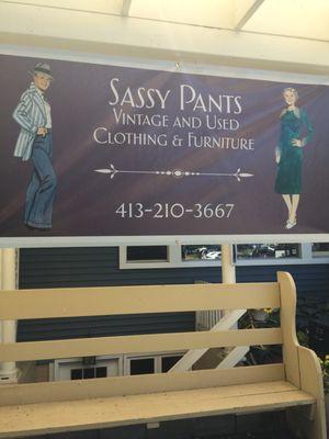 Look for the Sassy Pants Vintage purple signs to find us