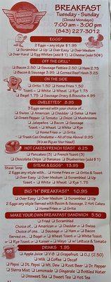 Breakfast menu