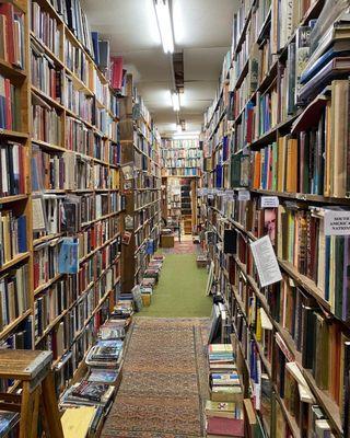 Book shelves up to the ceiling