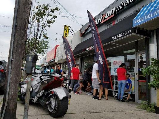 bookbag give away line at our location. #cultureofgood