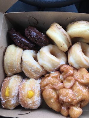 Small, yet perfect donuts. Featuring 6 flavors on Saturday mornings.  Double chocolate is addicting.