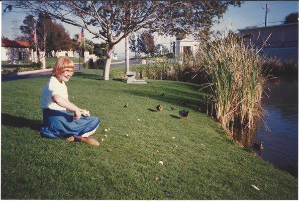 1993 Pond area where you could feed the ducks.  This is full of graves now