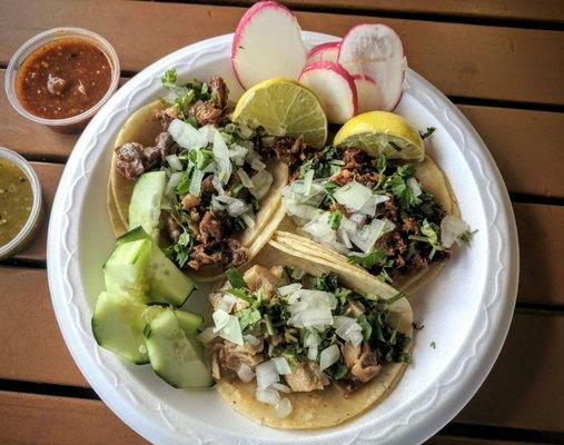 Tripa (left), Buche (bottom), Al Pastor (right)