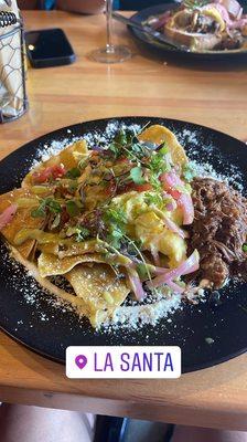 Verde chilaquiles with barbacoa