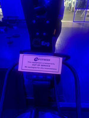 It has been undergoing maintenance for months, and the same notice is found on several machines throughout the gym.