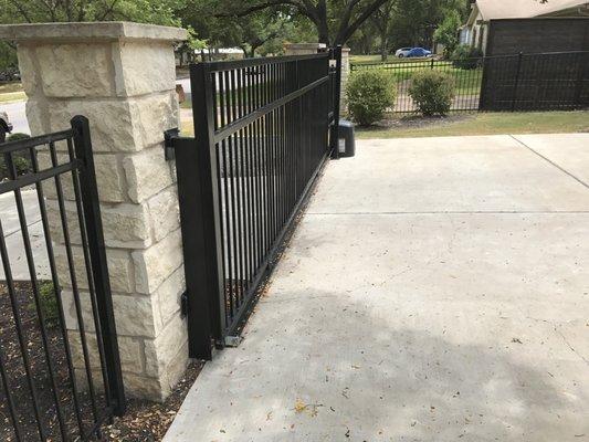 Custom Driveway Gate w/ Liftmaster RSL12U Sliding Gate Operator Built & Installed by AUSTIN ENTRY