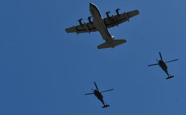 the 129th Rescue Squadron  conducting a Memorial Day flyover and salute to Hospitals and First Responders