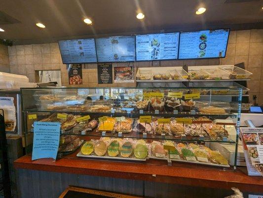 Pastries, bagels and menu