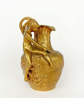 Art Nouveau Gilt Bronze Ewer by Alexandre Vibert, France, Circa 1900