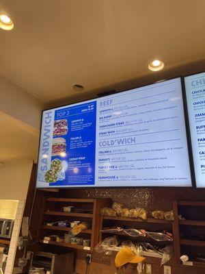 Sandwich menu